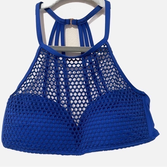 La Blanca blue mesh bikini top size 8 - Picture 1 of 3